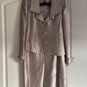 Nipon Boutique Shimmering Taupe Two-Piece Skirt Suit